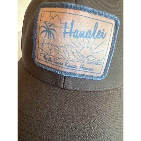 Hanalei Hawaiian Fitted Cap  6 7/8-7 1/4 Grey Blue Patch Tropical Travel - Picture 2 of 6